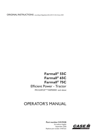 Case IH Farmall 55C Farmall 65C Farmall 75C Efficient Power Tractor (Pin.ELRFC0HAP00001 and above) Operator’s Manual Instant Download (Publication No.51519328)