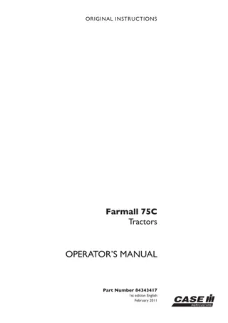 Case IH Farmall 75C Tractors Operator’s Manual Instant Download (Publication No.84343417)