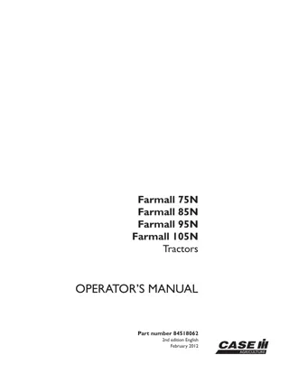 Case IH Farmall 75N Farmall 85N Farmall 95N Farmall 105N Tractors Operator’s Manual Instant Download (Publication No.84518062)