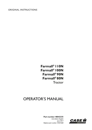 Case IH Farmall 80N Farmall 90N Farmall 100N Farmall 110N Tractor Operator’s Manual Instant Download (Publication No.48042335)