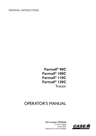 Case IH Farmall 90C Farmall 100C Farmall 110C Farmall 120C Tractor Operator’s Manual Instant Download (Publication No.47945456)