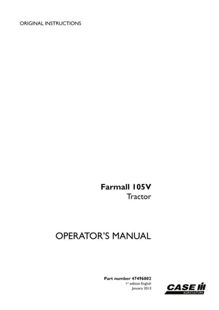 Case IH Farmall 105V Tractor Operator’s Manual Instant Download (Publication No.47496802)