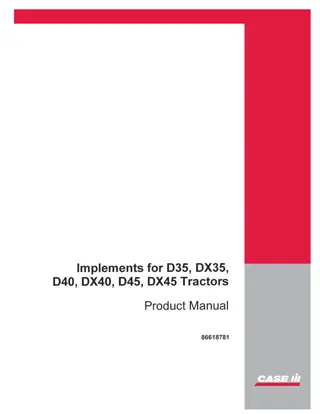 Case IH Implements for D35 DX35 D40 DX40 D45 DX45 Tractors Operator’s Manual Instant Download (Publication No.86618781)