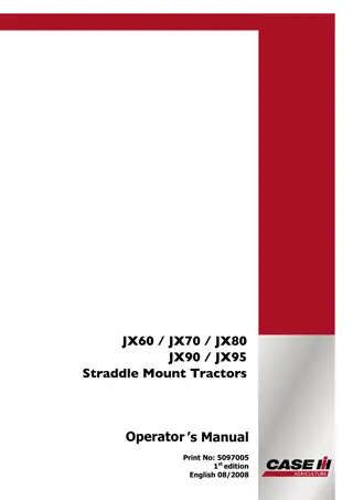 Case IH JX60 JX70 JX80 JX90 JX95 Straddle Mount Tractors Operator’s Manual Instant Download (Publication No.5097005)