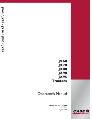 Case IH JX60 JX70 JX80 JX90 JX95 Tractors Operator’s Manual Instant Download (Publication No.84145247)