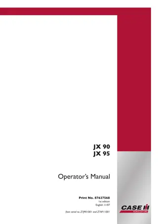 Case IH JX90 JX95 Tractor Operator’s Manual Instant Download (Publication No.87637568)