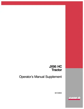 Case IH JX95 HC Tractor Supplement Operator’s Manual Instant Download (Publication No.84134834)