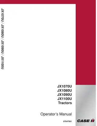 Case IH JX1070U JX1080U JX1090U JX1100U Tractors Operator’s Manual Instant Download (Publication No.87647991)