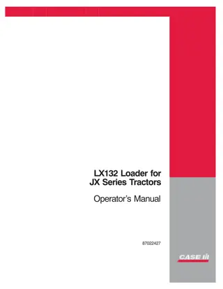 Case IH LX132 Loader for JX Series Tractors Operator’s Manual Instant Download (Publication No.87022427)