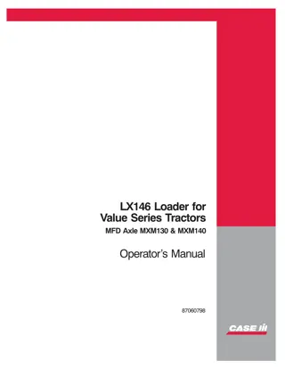 Case IH LX146 Loader for Value Series MFD Axle MXM130 & MXM 140 Tractors Operator’s Manual Instant Download (Publication No.87060798)