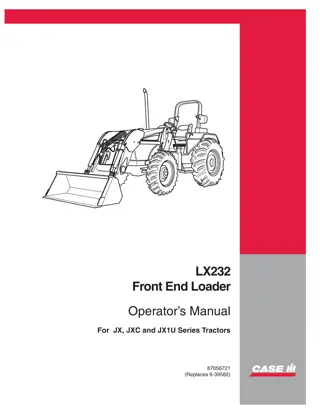 Case IH LX232 Front End Loader for JX JXC and JX1U Series Tractors Operator’s Manual Instant Download (Publication No.87056721)