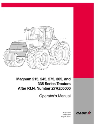 Case IH Magnum 215 245 275 305 and 335 Series Tractors (After Pin NumberZ7RZ05000) Operator’s Manual Instant Download (Publication No.87612416)