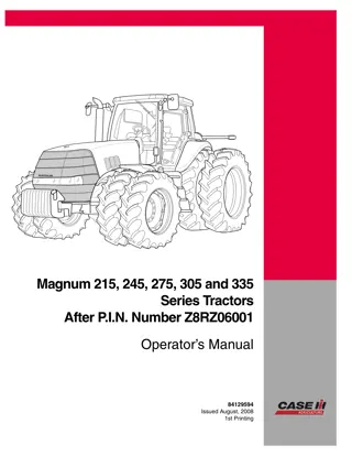 Case IH Magnum 215 245 275 305 and 335 Series Tractors (After Pin NumberZ8RZ06001) Operator’s Manual Instant Download (Publication No.84129594)