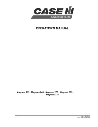 Case IH Magnum 215 Magnum 245 Magnum 275 Magnum 305 Magnum 335 Tractors Operator’s Manual Instant Download (Publication No.84244290)