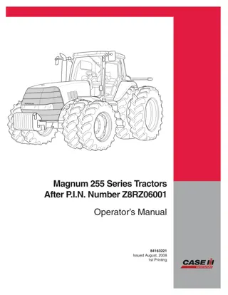 Case IH Magnum 225 Series Tractors (After Pin NumberZ8RZ06001) Operator’s Manual Instant Download (Publication No.84163221)