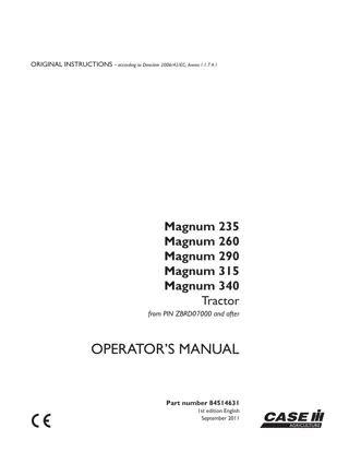 Case IH Magnum 235 Magnum 260 Magnum 290 Magnum 315 Magnum 340 Tractors Operator’s Manual Instant Download (Publication No.84514631)