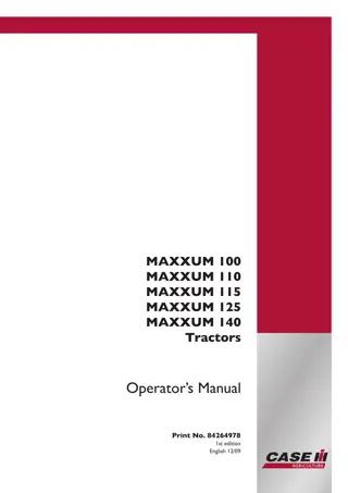 Case IH MAXXUM 100 MAXXUM 110 MAXXUM 115 MAXXUM 125 MAXXUM 140 Tractors Operator’s Manual Instant Download (Publication No.84264978)