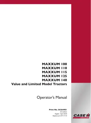 Case IH MAXXUM 100 MAXXUM 110 MAXXUM 115 MAXXUM 125 MAXXUM 140 Value and Limited Model Tractors Operator’s Manual Instant Download (Publication No.84264981)