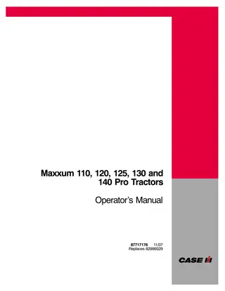 Case IH Maxxum 110 120 125 130 and 140 Pro Tractors Operator’s Manual Instant Download (Publication No.87717176)