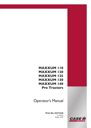 Case IH MAXXUM 110 MAXXUM 120 MAXXUM 125 MAXXUM 130 MAXXUM 140 Pro Tractors Operator’s Manual Instant Download (Publication No.84273440)