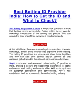 Best Betting ID Provider India How to Get the ID and What to Check