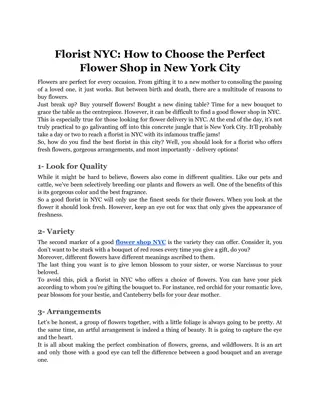 Florist NYC_ How to Choose the Perfect Flower Shop in New York City