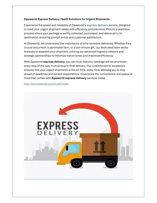 Zipaworld Express Delivery | Swift Solutions for Urgent Shipments