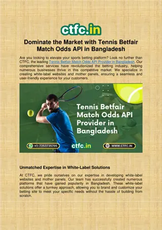CTFC-Tennis Betfair Match Odds API Provider in Bangladesh