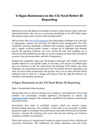 6 Signs Businesses in the UK Need Better BI Reporting