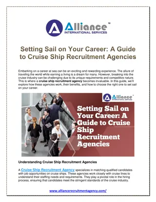 Setting Sail on Your Career A Guide to Cruise Ship Recruitment Agencies