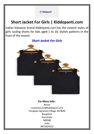 Short Jacket For Girls  Kiddopanti.com