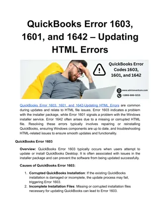 QuickBooks Error 1603, 1601, and 1642 – Updating HTML Errors