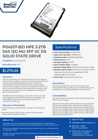 P04537-B21 HPE 3.2TB SAS 12G MU SFF SC DS SOLID STATE DRIVE