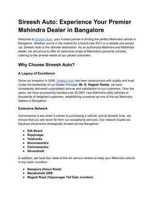 Sireesh Auto_ Experience Your Premier Mahindra Dealer in Bangalore