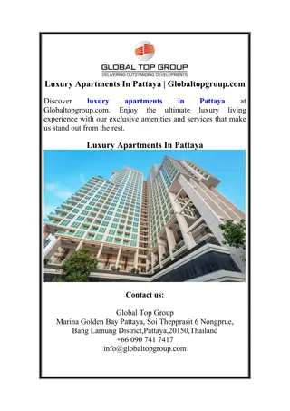 Luxury Apartments In Pattaya | Globaltopgroup.com