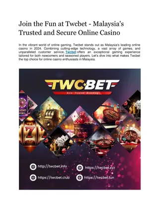 Join the Fun at Twcbet - Malaysia's Trusted and Secure Online Casino