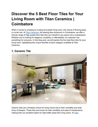 Discover the 5 Best Floor Tiles for Your Living Room with Titan Ceramics _ Coimbatore