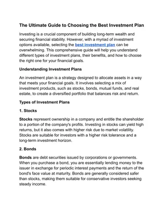 The Ultimate Guide to Choosing the Best Investment Plan