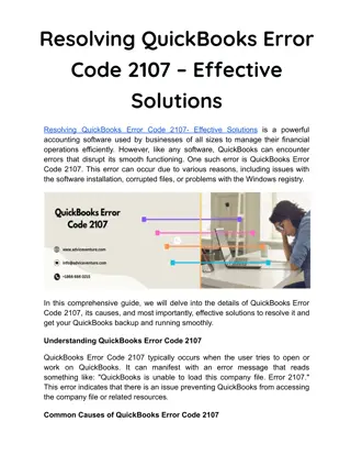 Resolving QuickBooks Error Code 2107 – Effective Solutions