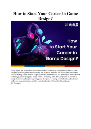 How to Start Your Career in Game Design?