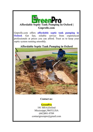 Affordable Septic Tank Pumping In Oxford | Gnprollc.com