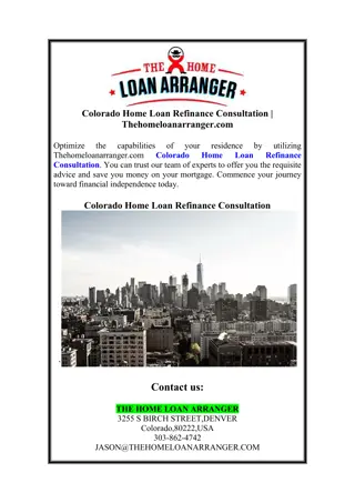 Colorado Home Loan Refinance Consultation | Thehomeloanarranger.com