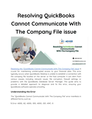Resolving QuickBooks Cannot Communicate With The Company File issue