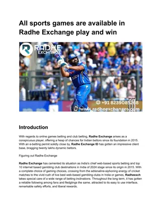 All sports games are available in Radhe Exchange play and win