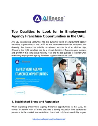 Top Qualities to Look for in Employment Agency Franchise Opportunities in the UAE