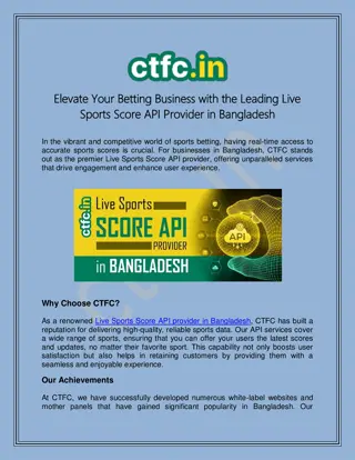 CTFC: Best Live Sports Score API Provider in Bangladesh