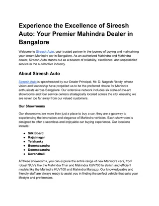 Experience the Excellence of Sireesh Auto_ Your Premier Mahindra Dealer in Bangalore