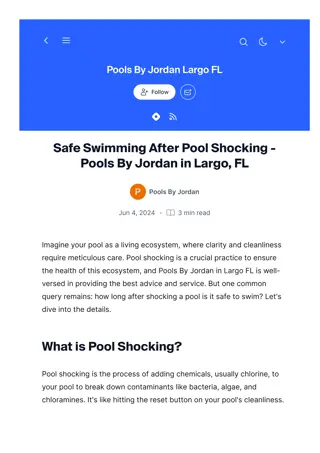 Safe Swimming After Pool Shocking - Pools By Jordan in Largo, FL