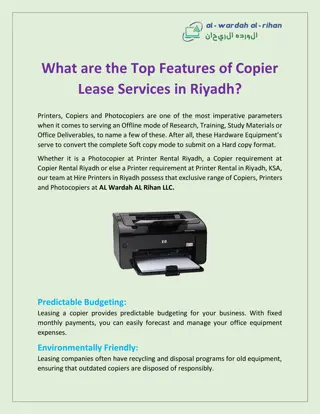 What are the Top Features of Copier Lease Services in Riyadh?