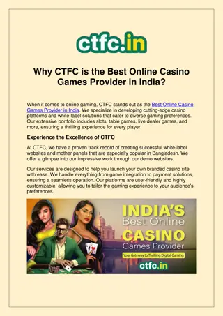 Best Online Casino Games Provider in India